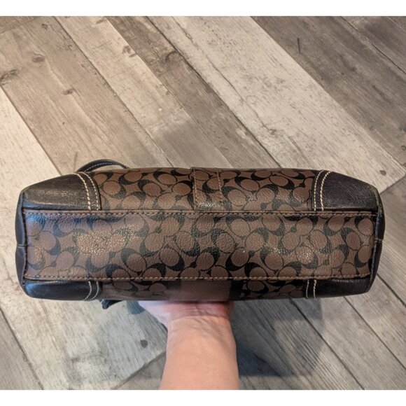 Coach Chelsea Heritage Stripe Tote Brown Black + Twilly - Picture 9 of 15